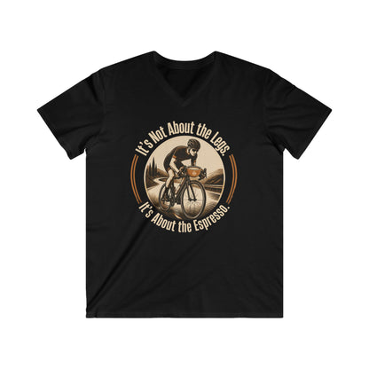 Cycling Coffee Tee – "It's Not About the Legs, It's About the Espresso" V-Neck