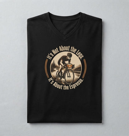 Cycling Coffee Tee – "It's Not About the Legs, It's About the Espresso" V-Neck